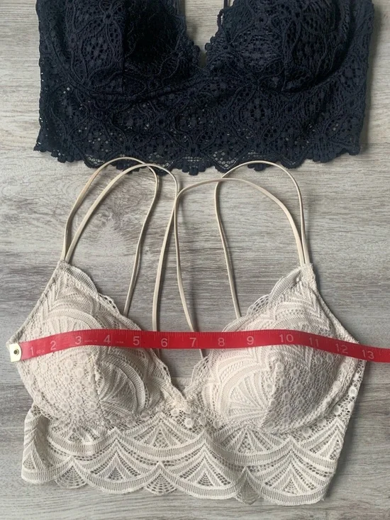Auden Lace Bralette Duo — Black & Cream/Ivory Strappy Lace Bralettes - Picture 4 of 6
